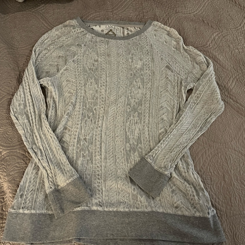 Ruff Hewn Light Gray Patterned Sweater Size 2X Boho
